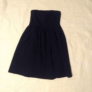 Old Navy Dark Blue Grid Lace Strapless Dress